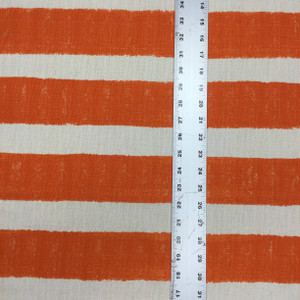 deckled stripes orange off white textured canvas