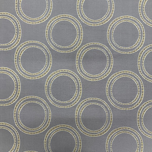 4.8 Yard Piece of Upholstery Fabric | Geometric Circles Gray with Burgundy Undertone / Yellow / White | 54" Wide