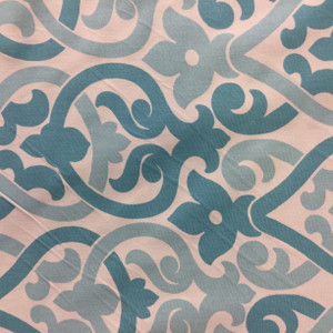 4.8 Yard Piece of Home Decor Fabric | Modern Damask Blue / White | Upholstery / Drapery | 54" Wide