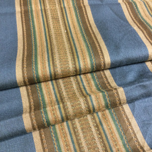 Vintage Stripes Teal Blue / Brown | Upholstery Fabric | 54" Wide | By the Yard