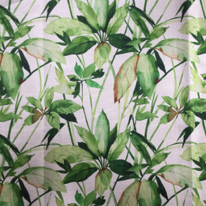 Tropical Foliage Green / White | Mercado Mini Pearl by Regal | Upholstery / Slipcover Fabric | 54" Wide | By the Yard