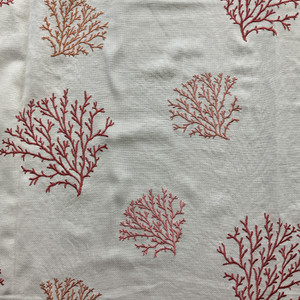 Red Embroidered Coral | Upholstery Fabric | Regal Fabrics | 54" Wide | By the Yard