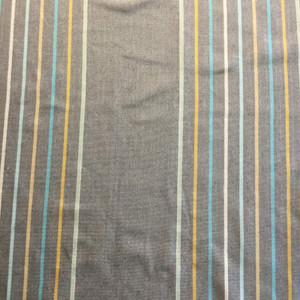 1.125 Yard Piece of Horizontal Stripes Gray, Yellow, Blue | Slipcover / Curtain Fabric | 54 Wide