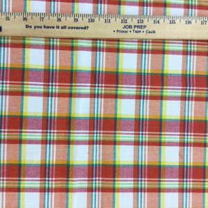 Bright Plaid in Red / Orange / Green / Yellow | Drapery / Slipcover Fabric | 54" Wide | By the Yard