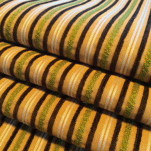 Textured Stripes Brown / Green / Gold | Upholstery / Slipcover Fabric | 54" Wide | By the Yard