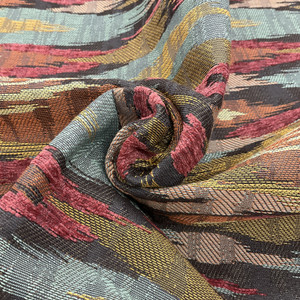 Kensie in Glow | Jacquard Upholstery Fabric | Abstract in Red, Gold, Brown, Green | Heavyweight | 54" Wide | By the Yard