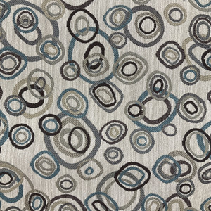 Atomic in Teal | Jacquard Upholstery Fabric | Retro Circles in Brown / Beige / Teal | Heavyweight | 54" Wide | By the Yard