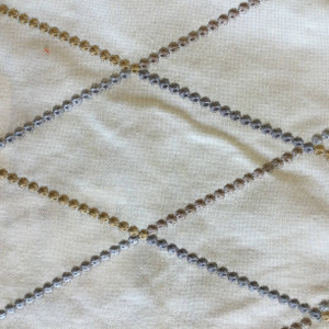 Jester in Mineral | Modern Diamond Embroidery Gray / Gold / Off-White | Upholstery Fabric | Regal Fabrics Brand | 54" Wide | By the Yard