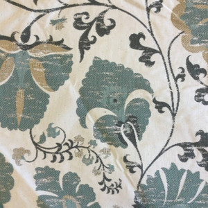 Farah in Mint | Jacobean Floral in Green / Beige | Upholstery Fabric | Regal Fabrics Brand | 54" Wide | By the Yard