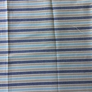 0.875 Yard Piece of Blue, Tan, and White Horizontal Stripes | Upholstery Fabric | 56 W | By the Yard