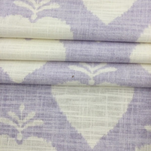 PB Heart in Lavender | Ikat Heart Purple | Upholstery / Drapery Fabric | Braemore | 54" Wide | By the Yard