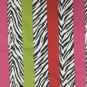 Zebra Stripe in Tropic | Lime / Pink / Red / Black / Off-White | Upholstery / Drapery Fabric | P/Kaufmann | 54" Wide | By the Yard
