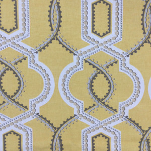 Turnabout in Gold | Decorative Lattice in Yellow / Grey / White | Upholstery / Drapery Fabric | P/Kaufmann | 54" Wide | By the Yard