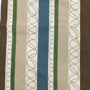 Hot Stripe in Desert Sand | Doodle Stripes in Brown / Green / Blue | Upholstery / Drapery Fabric | P/Kaufmann | 54" Wide | By the Yard