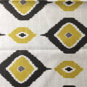 3 Yard Piece of Ikat Diamonds | Home Decor Fabric | Yellow / Gray / Beige | 54 Wide | BTY