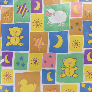 Baby Themed Vinyl Fabric | Yellow / Blue / Green | Changing Pads / Baby Shower Decor | 54" Wide | By the Yard