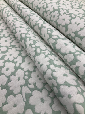 Mint Green and White Floral | Upholstery / Drapery Fabric | 54" Wide | By the Yard