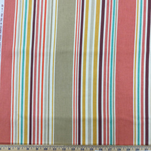 Thick and Thin Stripes in Pink / Orange / Tan / Green | Home Decor / Drapery Fabric | 54" Wide | By the Yard