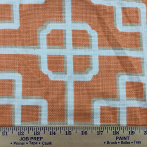 Lattice in Orange and Ivory| Home Decor / Drapery Fabric | 54" Wide | By the Yard