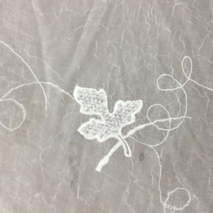 Swirling Leaves Embroidery in Ivory | Sheer Drapery / Apparel Fabric | 98" Wide | By the Yard