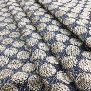 434 Blue Spirals Chenille Upholstery Fabric - yard —
