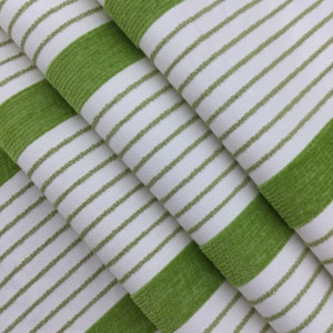 Thick and Thin Stripes in Citron Green and White | Upholstery Fabric | 54" Wide | By the Yard | Stain Resistant