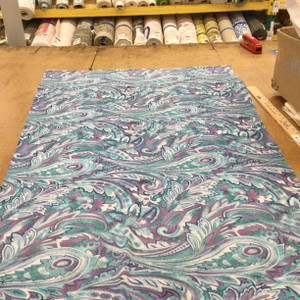 Purple and Teal Paisley Sheer Mesh Print Knit Fabric | Clothing and Apparel | 60 inch Wide | By The Yard
