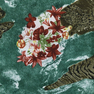 Lillies and Leopards| in Forest Green  Lightweight Semi Sheer Mesh Knit Fabric | Clothing and Apparel | By The Yard| 45 inch Wide