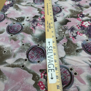 Asian Medallion In Pink and Gray | Lightweight Semi Sheer Mesh Jersey Knit Fabric | Clothing and Apparel | By The Yard | 45 Inch Wide