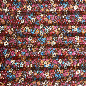 Brown Floral Stripe Silky Sheer Fashion Fabric / 100% Polyester / Clothing and Apparel Fabric / 45 inch Wide / Sold by the Yard