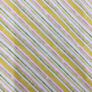 Gold/Yellow/ Lime Green/Pink Bias Stripe | Painting Paris | Quilting Fabric | 100% Cotton | 44 wide | By the Yard