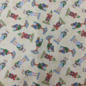 Santa Elf Toss by Jim Shore | Green / Blue / Beige | Christmas | Quilting Fabric | 100% Cotton | 44" Wide | By the Yard