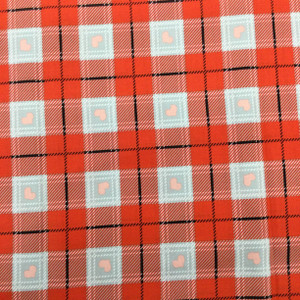 Pink Heart Windowpane Plaid Print | Red | Grey | Black | Valentine |  Quilting Fabric | 100% Cotton | 44 wide | By the Yard 3400