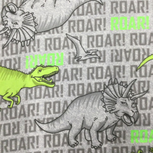 Dinos Roars in Grey and Lime | Juvenile Flannel Fabric | 44 Wide | 100% Cotton | By The Yard 118