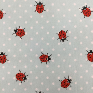 Ladybugs in Blue / White / Red | Juvenile Flannel Fabric | 44 Wide | 100% Cotton | By The Yard 191