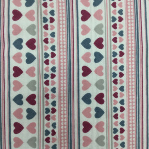 Heart Stripes in Pink / Grey / White | Juvenile Flannel Fabric | 44 Wide | 100% Cotton | By The Yard 196