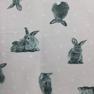 Bunny Rabbits in Grey and Pink | Easter | Juvenile Flannel Fabric | 44 Wide | 100% Cotton | By The Yard 197