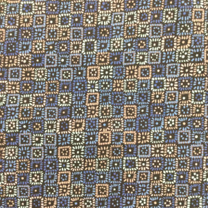 Dotted Squares in Blue and Taupe | Kashmir Kaleidoscope by P&B Textiles | Quilting Fabric | 100% Cotton | 44 wide | By the Yard 3932