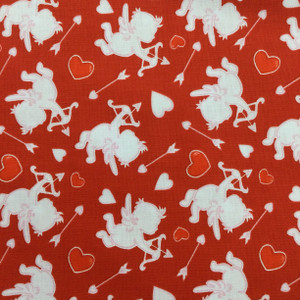 Valentine Cupid in Red / White | Love Struck by Henry Glass | Quilting Fabric | 100% Cotton | 44 wide | By the Yard 4020