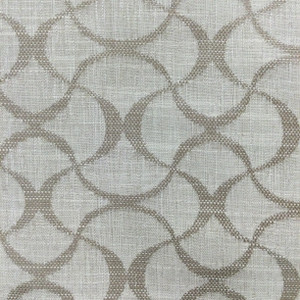 Mingle in Taupe | Upholstery & Heavy Curtain Fabric | Geo Ogee in Off White | 54 wide | By The Yard