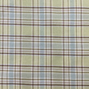 Plaid in Light Green / Brown / Blue | Outdoor Fabric | Water Repellant | 54" Wide | By the Yard