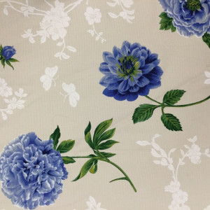 Floral in Blue / Green / White on Off White | Home Decor Fabric  | Cotton | 54" Wide | By the Yard