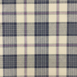 Vintage Plaid in Navy Blue, Purple, and Beige | Drapery / Upholstery / Slipcover Fabric | 54" Wide | By the Yard