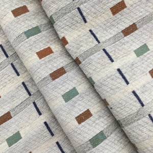Geometric in Light Grey, Green, Red, and Blue | Upholstery Fabric | 54" Wide | By the Yard
