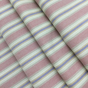 Vintage Stripes in Rose Pink, Blue, Mint, and Off White | Drapery / Upholstery / Slipcover Fabric | 54" Wide | By the Yard