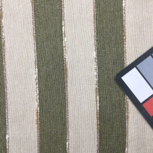 Horizontal Stripes in Off White, Olive, and Beige | Upholstery / Slipcover Fabric | 54" Wide | By the Yard