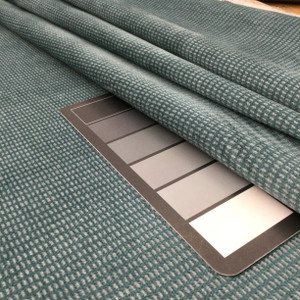 Teal with Grey Dashes | Low-pile Chenille Microfiber Fabric  | Rubber-backed Heavy Duty Upholstery | 54" Wide | By the Yard