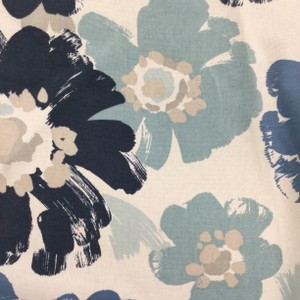 Dorinda in Indigo | Painterly Floral in Blue / Grey / White |  Home Decor  / Drapery Fabric | 100% Cotton | 54" Wide | By the Yard