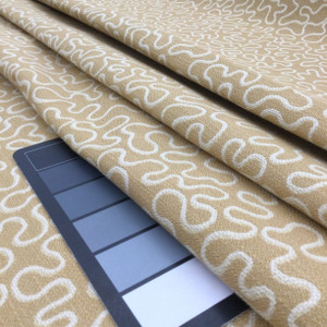 Squiggles Jacquard Fabric | Gold and Off White | Heavyweight Upholstery | 54" Wide | By the Yard