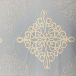 Large Scale Scroll Medallion Jacquard Fabric | Blue / Off White | Heavyweight Upholstery | 54" Wide | By the Yard